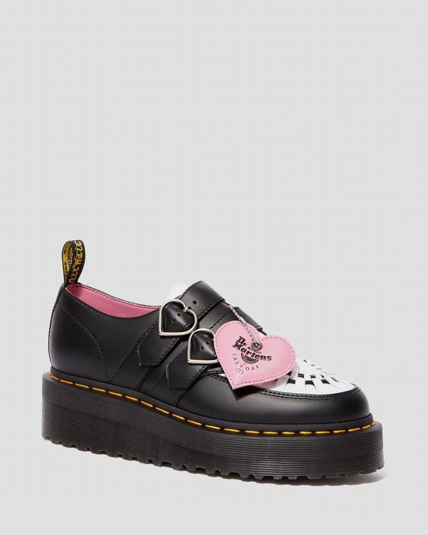 Dr Martens Dámské Polobotky Lazy Oaf Buckle Creeper Černé Bílé, CZ-032745